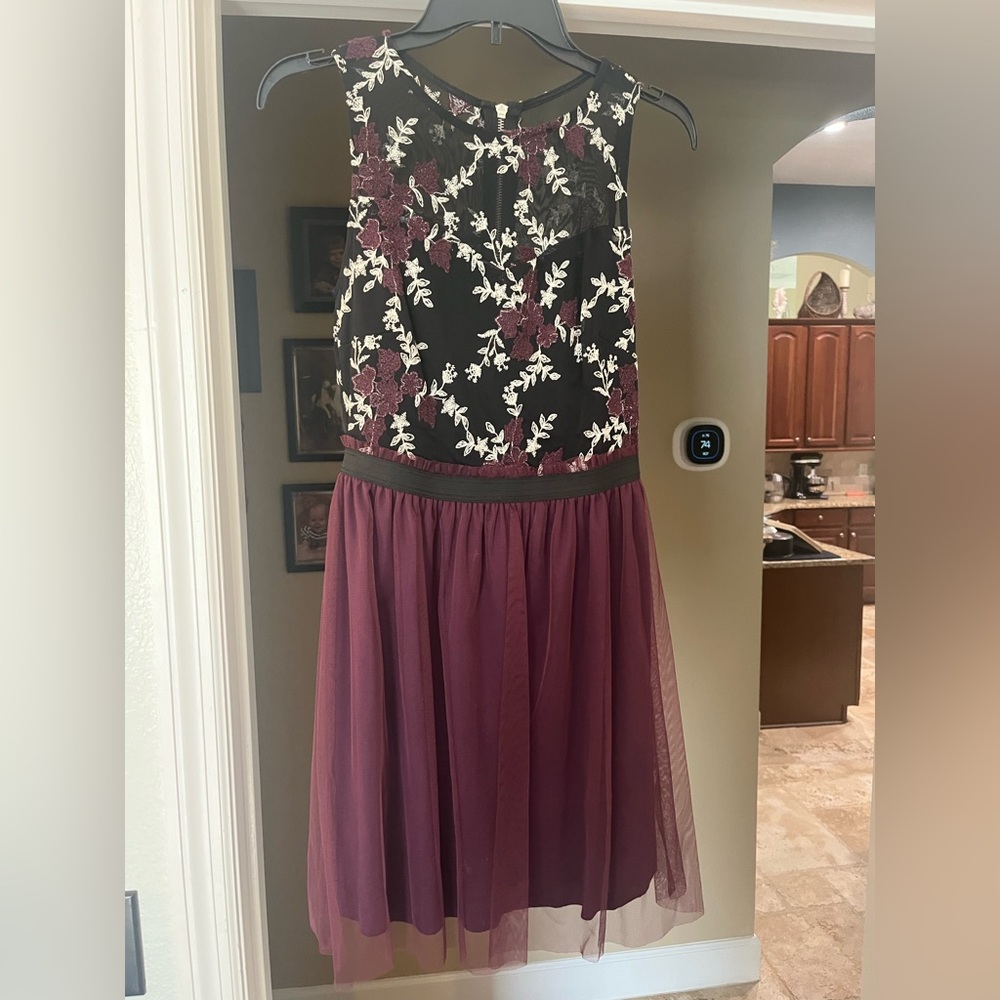 Black and Purple Embroidered Dress